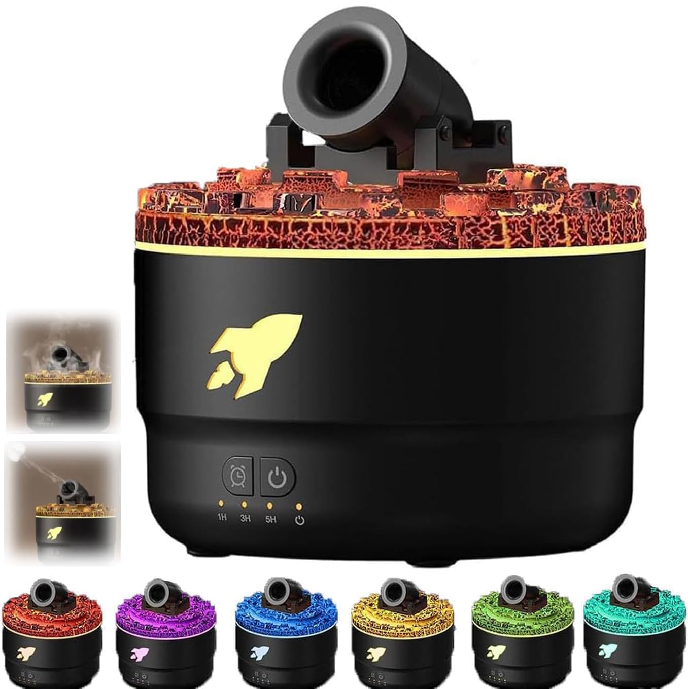 Fulminare Cannon Blast Aroma Humidifier, 7 Colors LED Vapor Cannon Humidifier Silent Diffuser, 2 Mode Creative Turret Air Aromatherapy Small Home Desktop Diffuser for Bedroom (Multicolour)