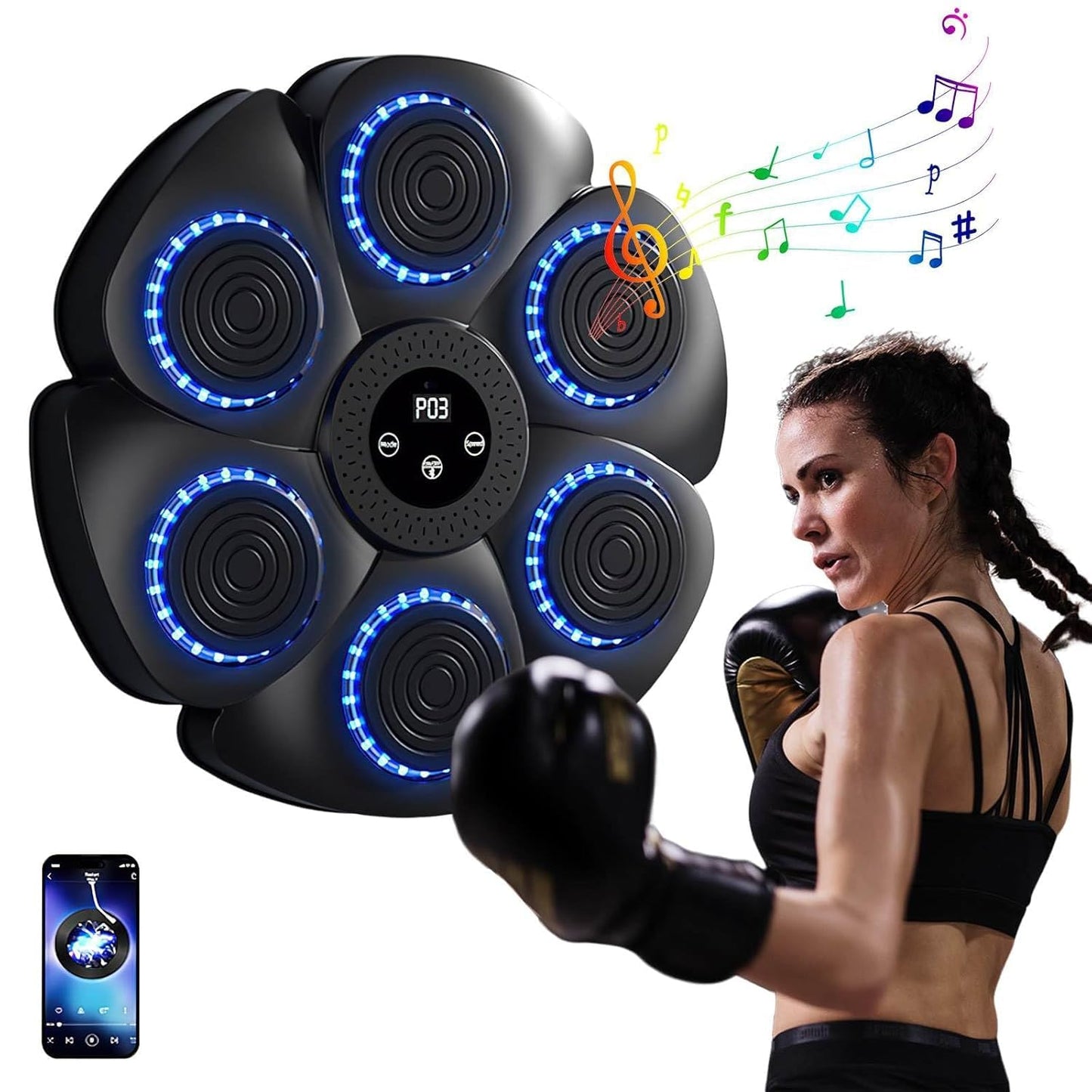 Dratal Bluetooth Music Boxing Machine, Smart Wall-Mounted Punching Equipment for Family Fitness and Stress Relief