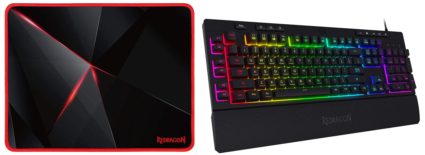 Redragon Shiva K512 RGB Gaming Keyboard – Wired, Backlit, Macro Keys, Media Controls + Wrist Rest – Black