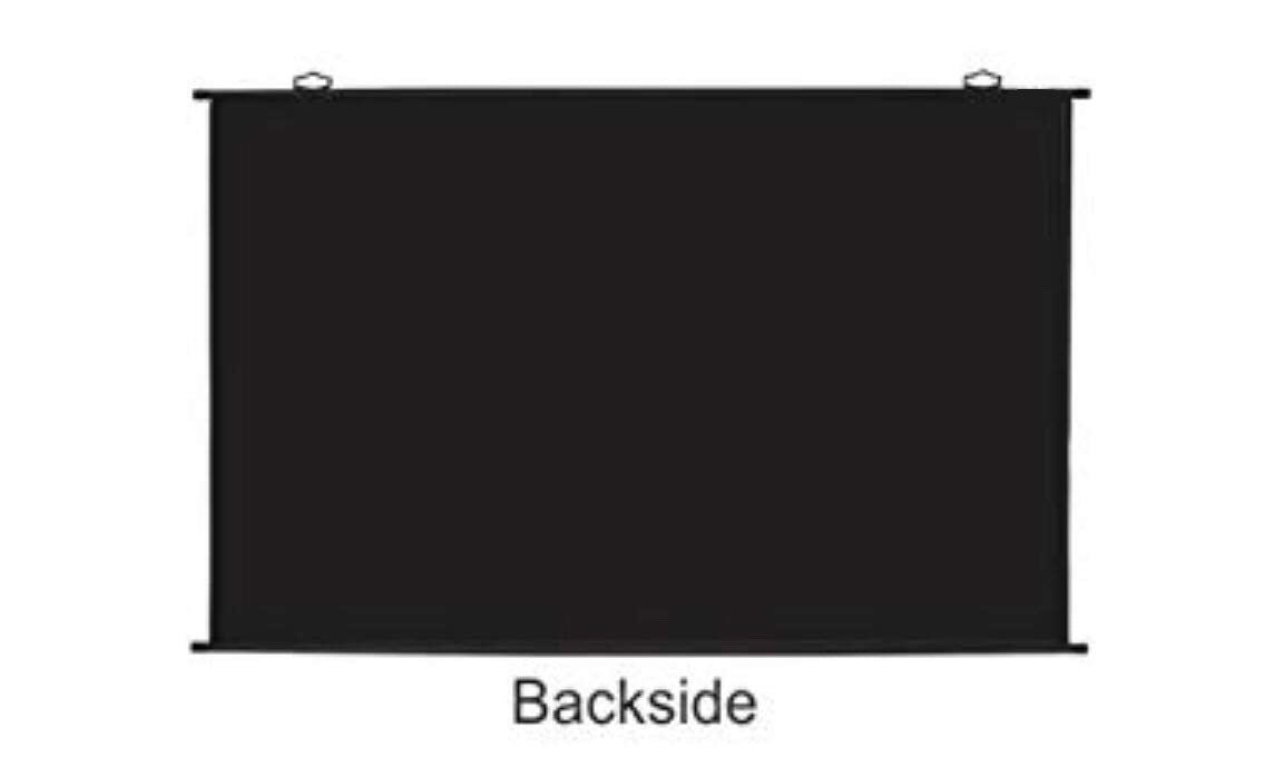 Black roller blind on a white background with 'Backside' text below.