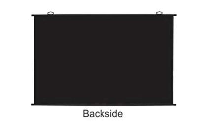 Black roller blind on a white background with 'Backside' text below.