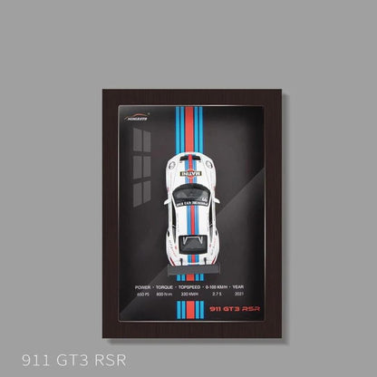 Toy Rush 3D car wall art with wooden frame and lights