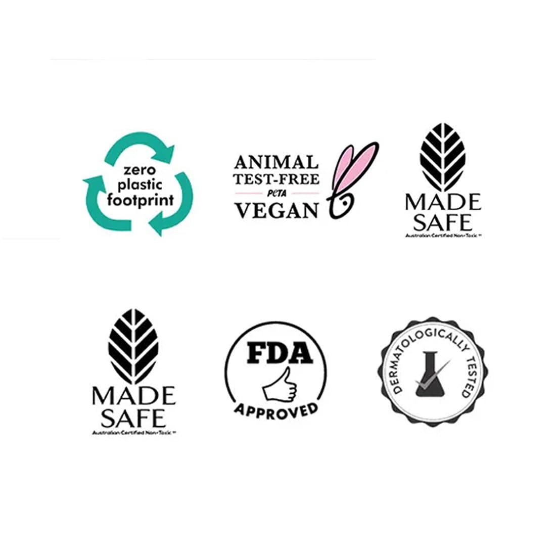 Collection of certification logos on a white background