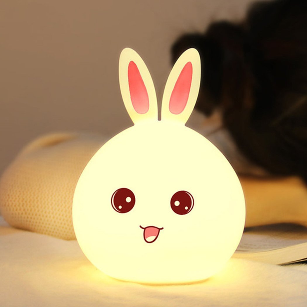 Baby rabbit night light for kids – soft silicone LED lamp