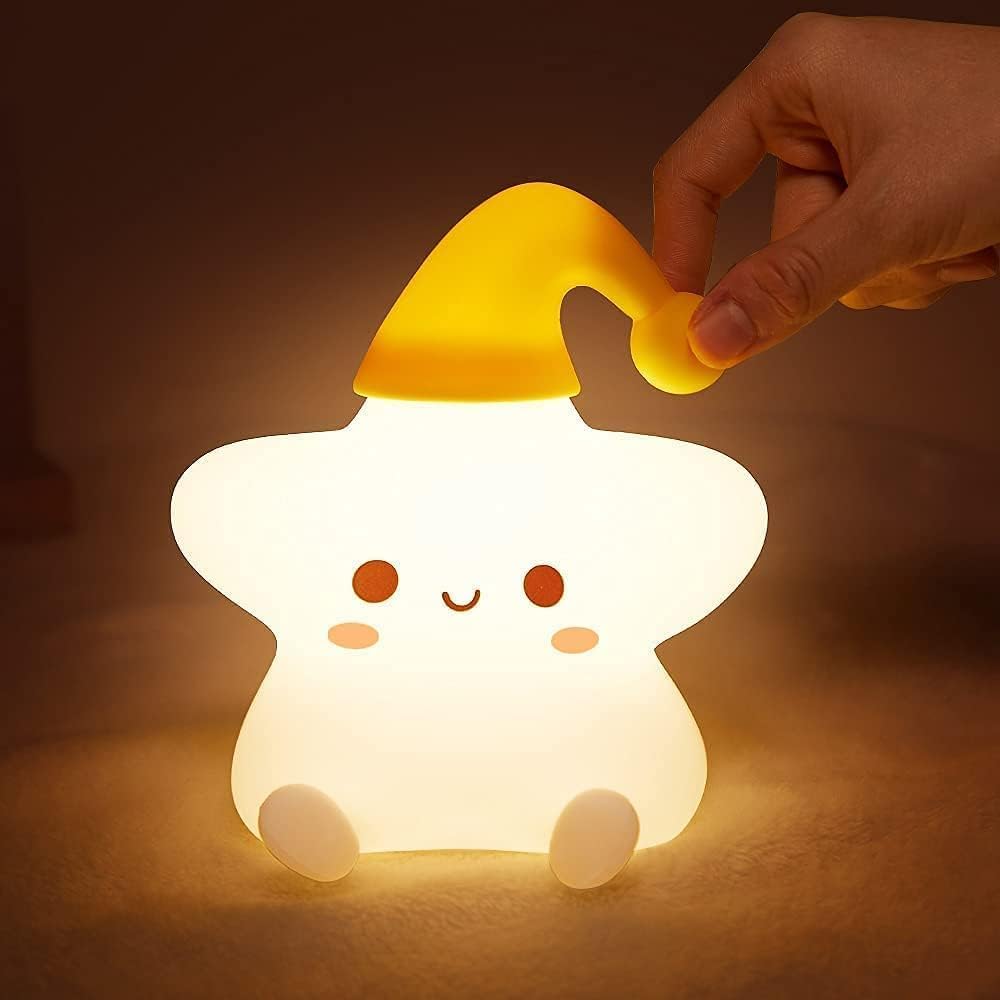 Cute star night light for kids – soft silicone LED lamp