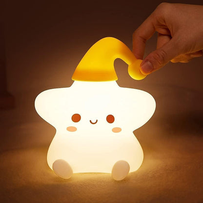Cute star night light for kids – soft silicone LED lamp