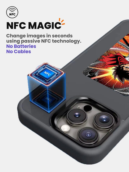 Customizable NFC-enabled e-ink phone case for iPhone 15 Pro