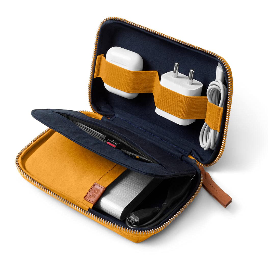 DailyObjects Travel Digital Accessories Storage Bag | Portable Gadget Organizer Case | Regular Zippered Tech Kit Organizer Pouch for Memory Cards - Blue, Canvas, 21 Centimeters