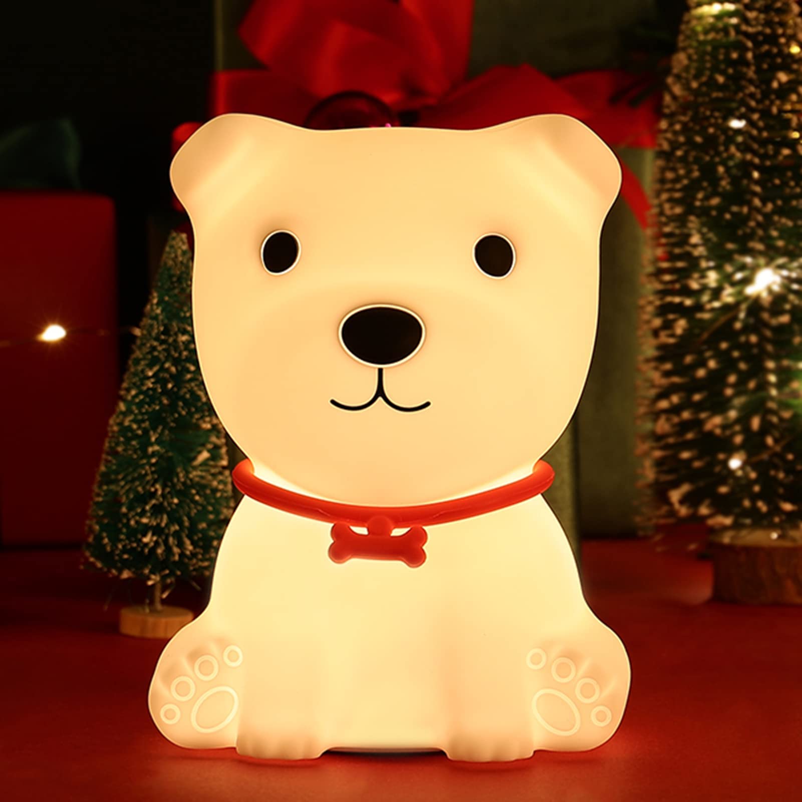 Baby dog night light for kids – soft silicone LED lamp
