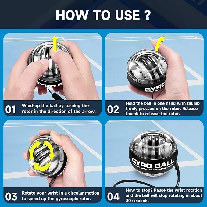 Wrist Trainer Power Gyro Ball – Forearm & Hand Strengthener, Light Up Exercise Ball for Grip & Muscle Training