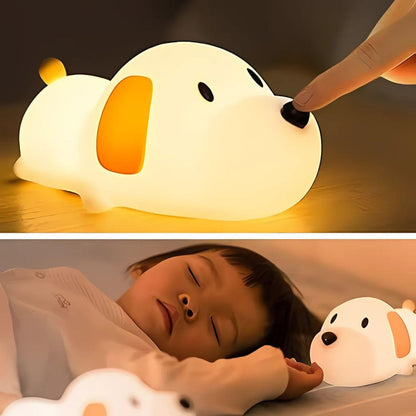 Baby dog night light for kids – soft silicone LED lamp