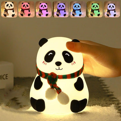 Baby panda night light for kids – soft silicone LED lamp