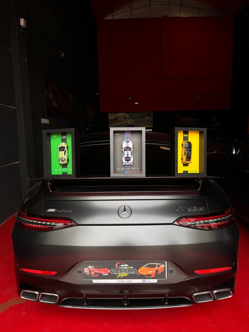 Mercedes-Benz car with promotional displays on a red platform