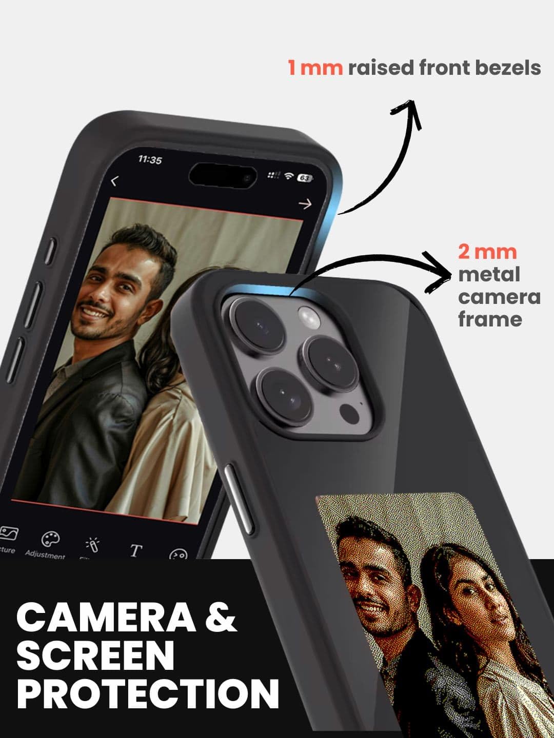 Macmerise - iPhone 15 Pro - Dopamine Case with Smart E - Ink Display Baby Pink NFC Case, Customize Image Screen Display Photo in Mobile Phone, Durable Protection, Sleek Design