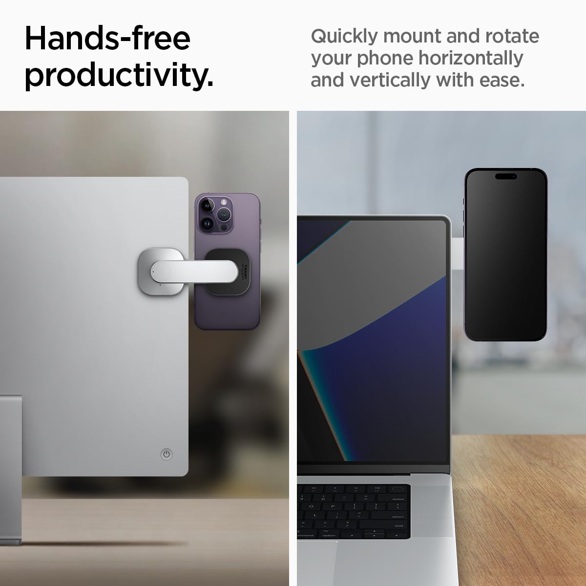 Spigen S312 OneTap Magnetic Mount for laptops and monitors in silve