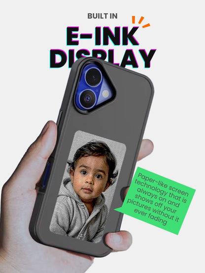 Macmerise - iPhone 15 Pro - Dopamine Case with Smart E - Ink Display Baby Pink NFC Case, Customize Image Screen Display Photo in Mobile Phone, Durable Protection, Sleek Design