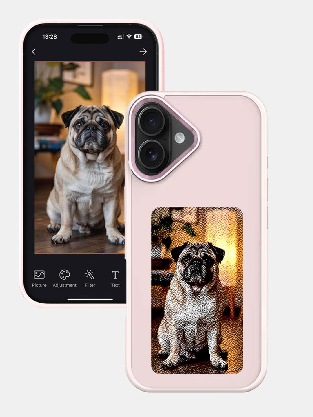 Macmerise - iPhone 15 Pro - Dopamine Case with Smart E - Ink Display Baby Pink NFC Case, Customize Image Screen Display Photo in Mobile Phone, Durable Protection, Sleek Design