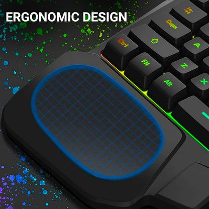 Ant Esports MK1001 One Handed Gaming Keyboard RGB Backlit 35 Keys Portable Mini Gaming Keypad Ergonomic Game Controller for PC Gamer