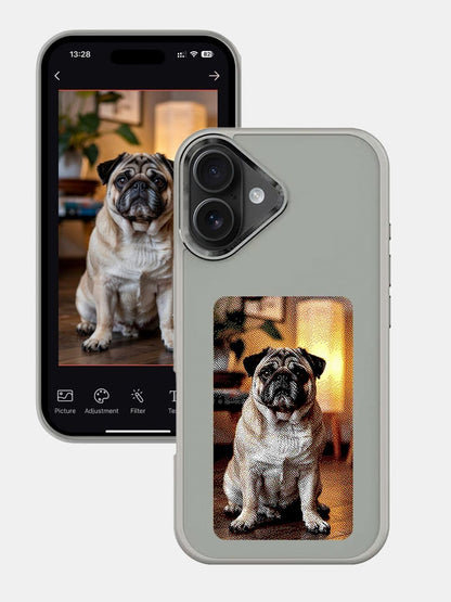 Macmerise - iPhone 15 Pro - Dopamine Case with Smart E - Ink Display Baby Pink NFC Case, Customize Image Screen Display Photo in Mobile Phone, Durable Protection, Sleek Design