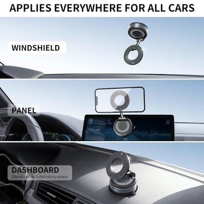 Vacuum Magnetic Phone Holder Stand for Magsafe, 360° Adjustable Suction Cup Car Phone Mount, Foldable & Portable Car Phone Holder for All Car & All Smartphones & Gym/Kitchen/Mirror Smooth Surface