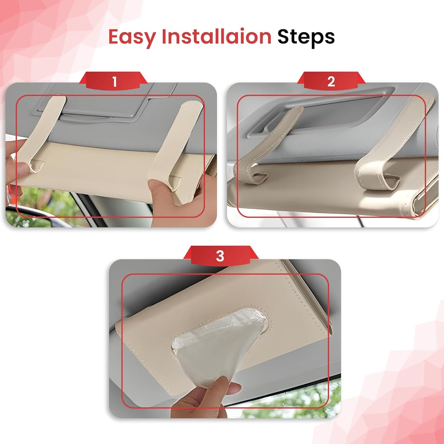 Step-by-step guide on installing a car visor with tools.