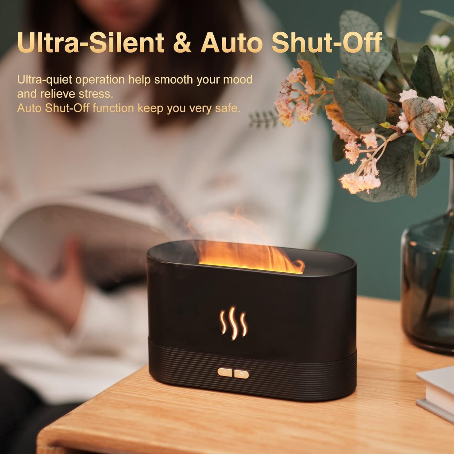 Aroma humidifier with flame-like LED light
