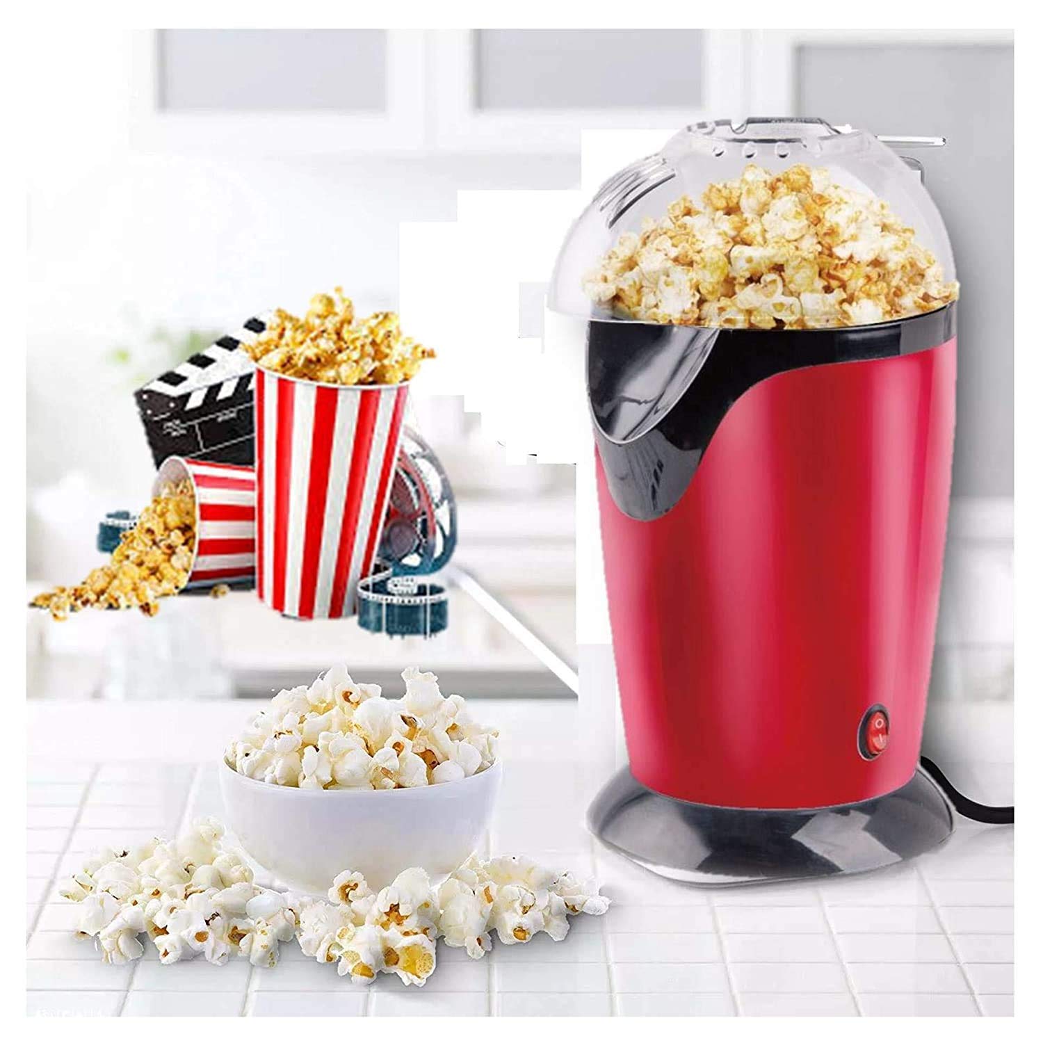 Vrati Creation Electric Popcorn Maker Hot Air Popper Machine 1200W | Oil-Free, Healthy Snack Maker for Kids & Adults | Fast Popper for Home, Movie Nights, Parties | Easy One-Touch Operation (Model 1)