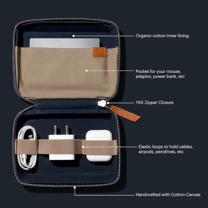 DailyObjects Travel Digital Accessories Storage Bag | Portable Gadget Organizer Case | Regular Zippered Tech Kit Organizer Pouch for Memory Cards - Blue, Canvas, 21 Centimeters
