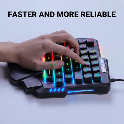 Ant Esports MK1001 One Handed Gaming Keyboard RGB Backlit 35 Keys Portable Mini Gaming Keypad Ergonomic Game Controller for PC Gamer