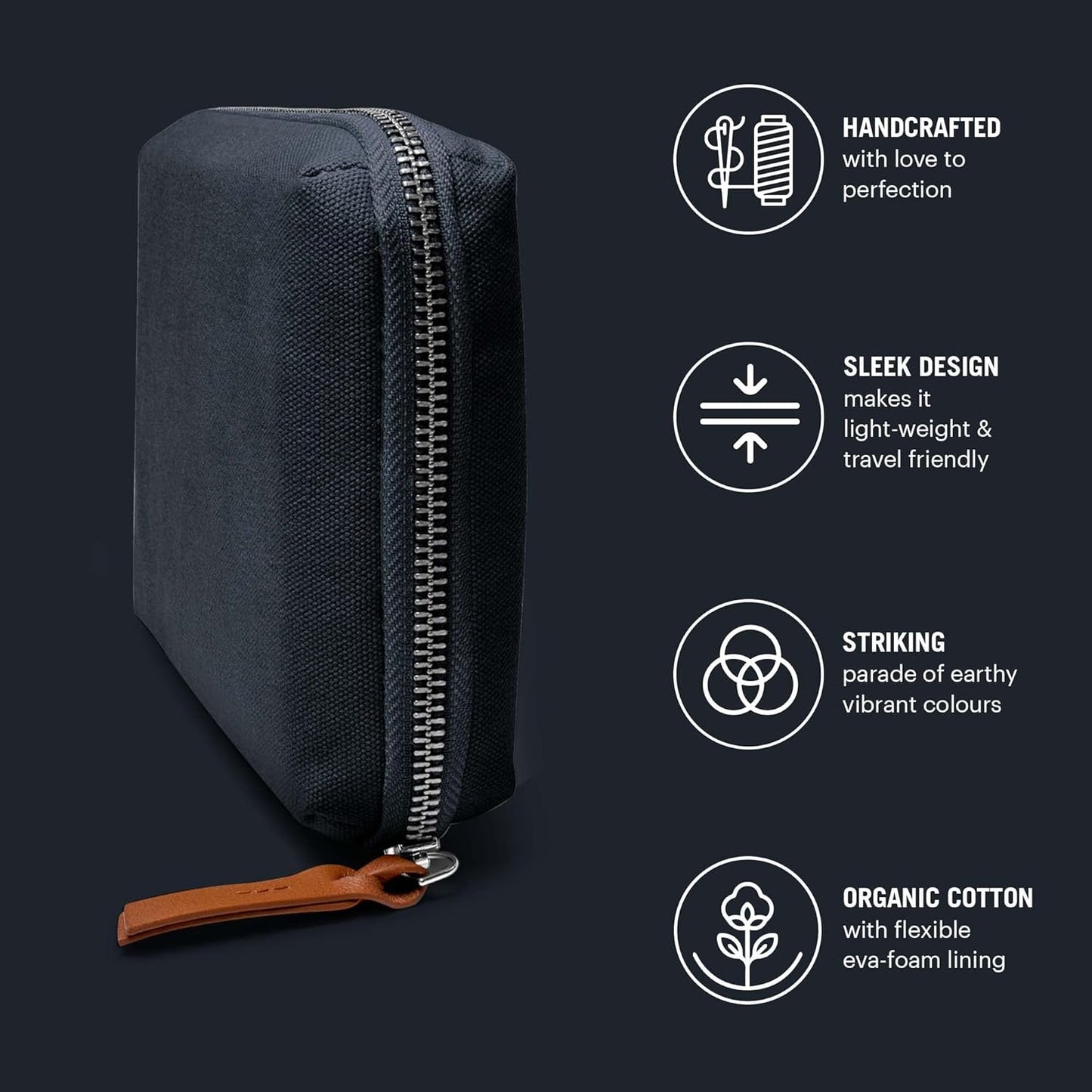 DailyObjects Travel Digital Accessories Storage Bag | Portable Gadget Organizer Case | Regular Zippered Tech Kit Organizer Pouch for Memory Cards - Blue, Canvas, 21 Centimeters