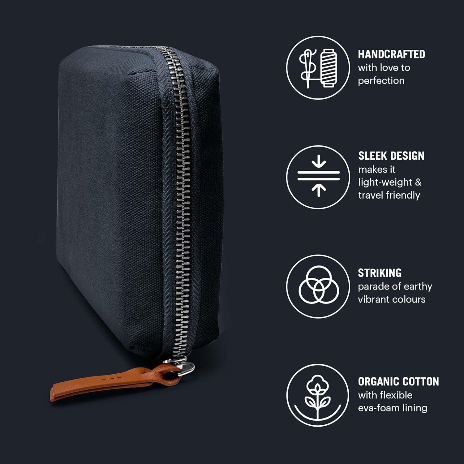 DailyObjects Travel Digital Accessories Storage Bag | Portable Gadget Organizer Case | Regular Zippered Tech Kit Organizer Pouch for Memory Cards - Blue, Canvas, 21 Centimeters