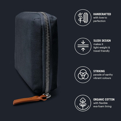 DailyObjects Travel Digital Accessories Storage Bag | Portable Gadget Organizer Case | Regular Zippered Tech Kit Organizer Pouch for Memory Cards - Blue, Canvas, 21 Centimeters