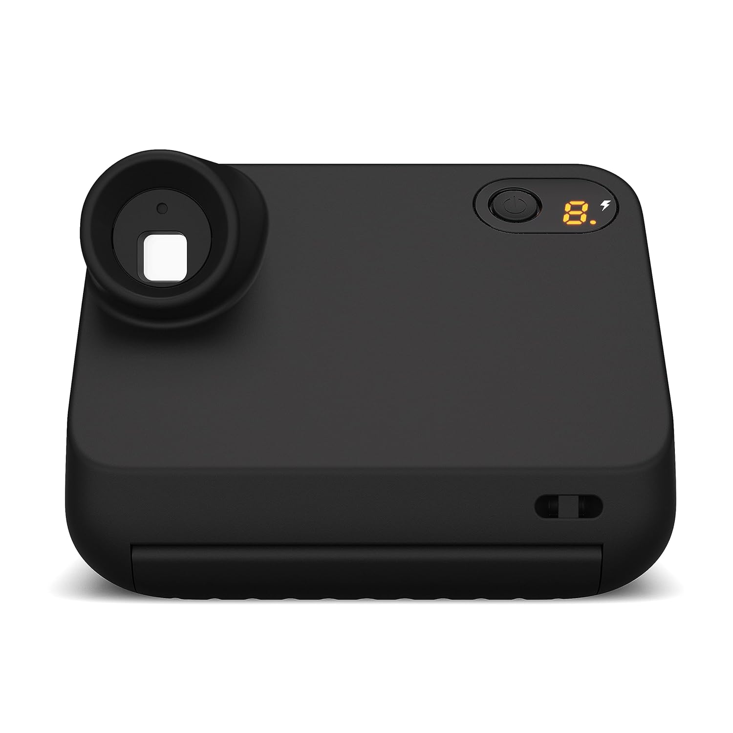 Black instant camera on a white background