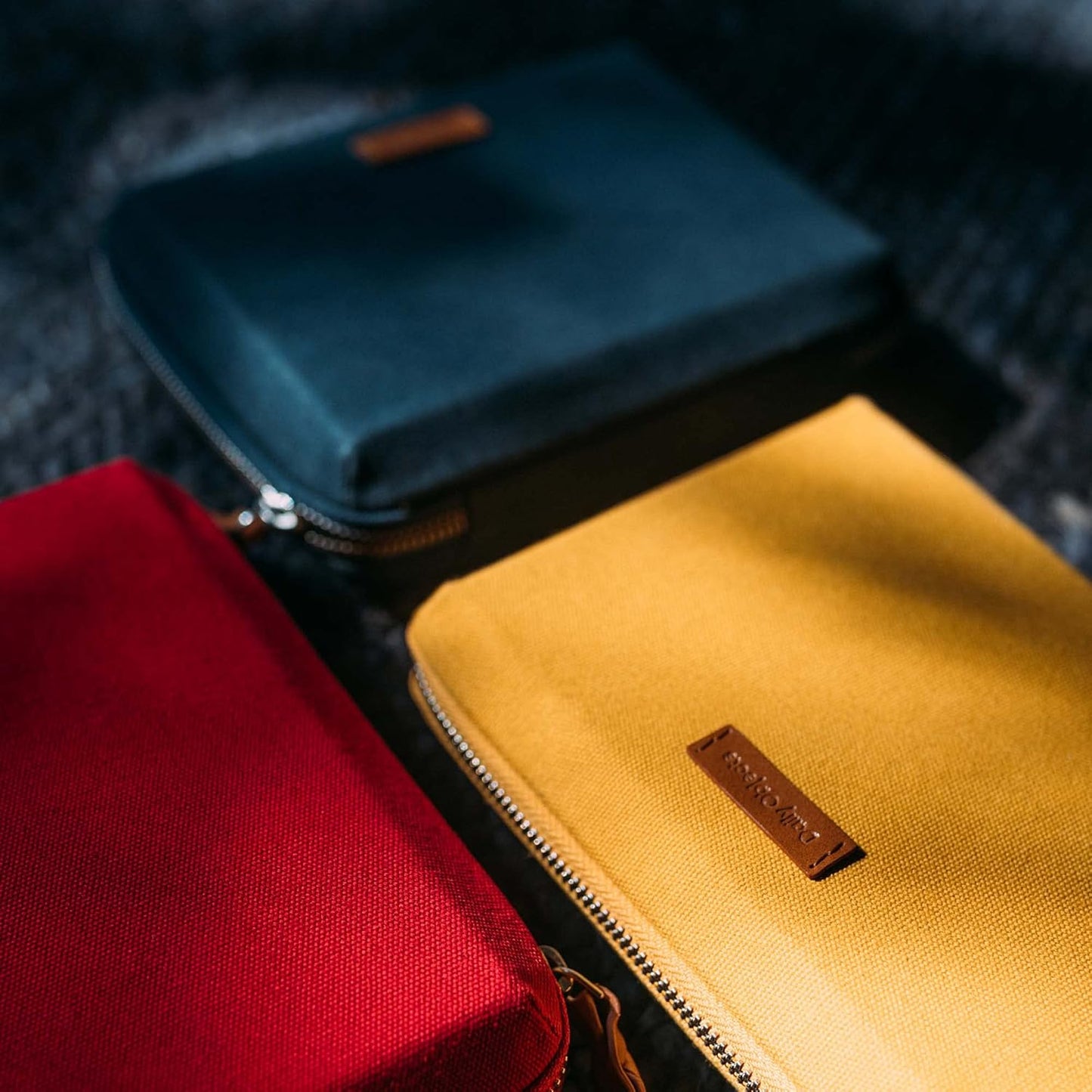 DailyObjects Travel Digital Accessories Storage Bag | Portable Gadget Organizer Case | Regular Zippered Tech Kit Organizer Pouch for Memory Cards - Blue, Canvas, 21 Centimeters