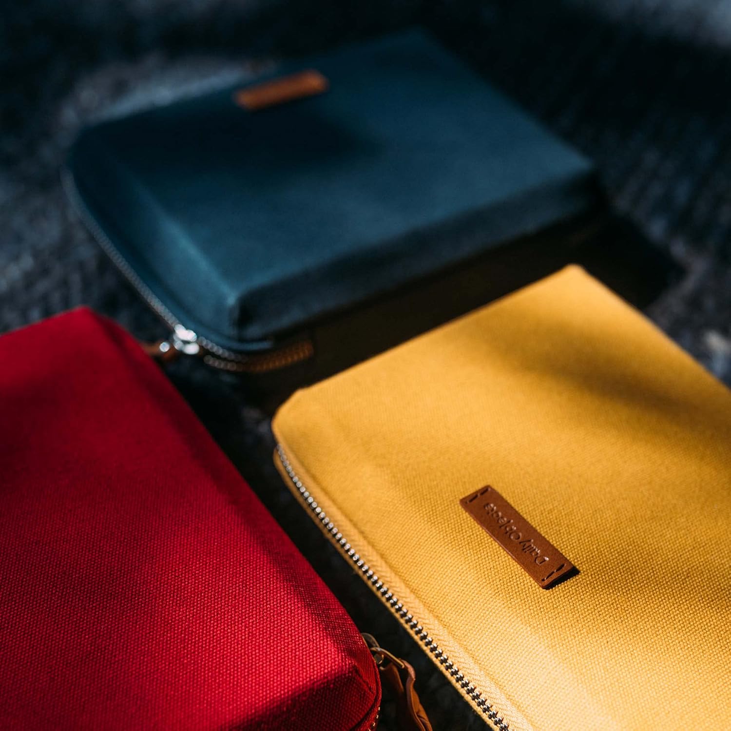 DailyObjects Travel Digital Accessories Storage Bag | Portable Gadget Organizer Case | Regular Zippered Tech Kit Organizer Pouch for Memory Cards - Blue, Canvas, 21 Centimeters