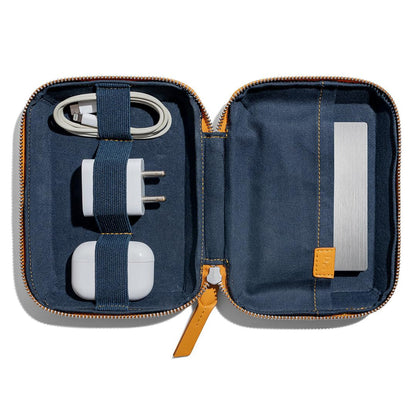 DailyObjects Travel Digital Accessories Storage Bag | Portable Gadget Organizer Case | Regular Zippered Tech Kit Organizer Pouch for Memory Cards - Blue, Canvas, 21 Centimeters