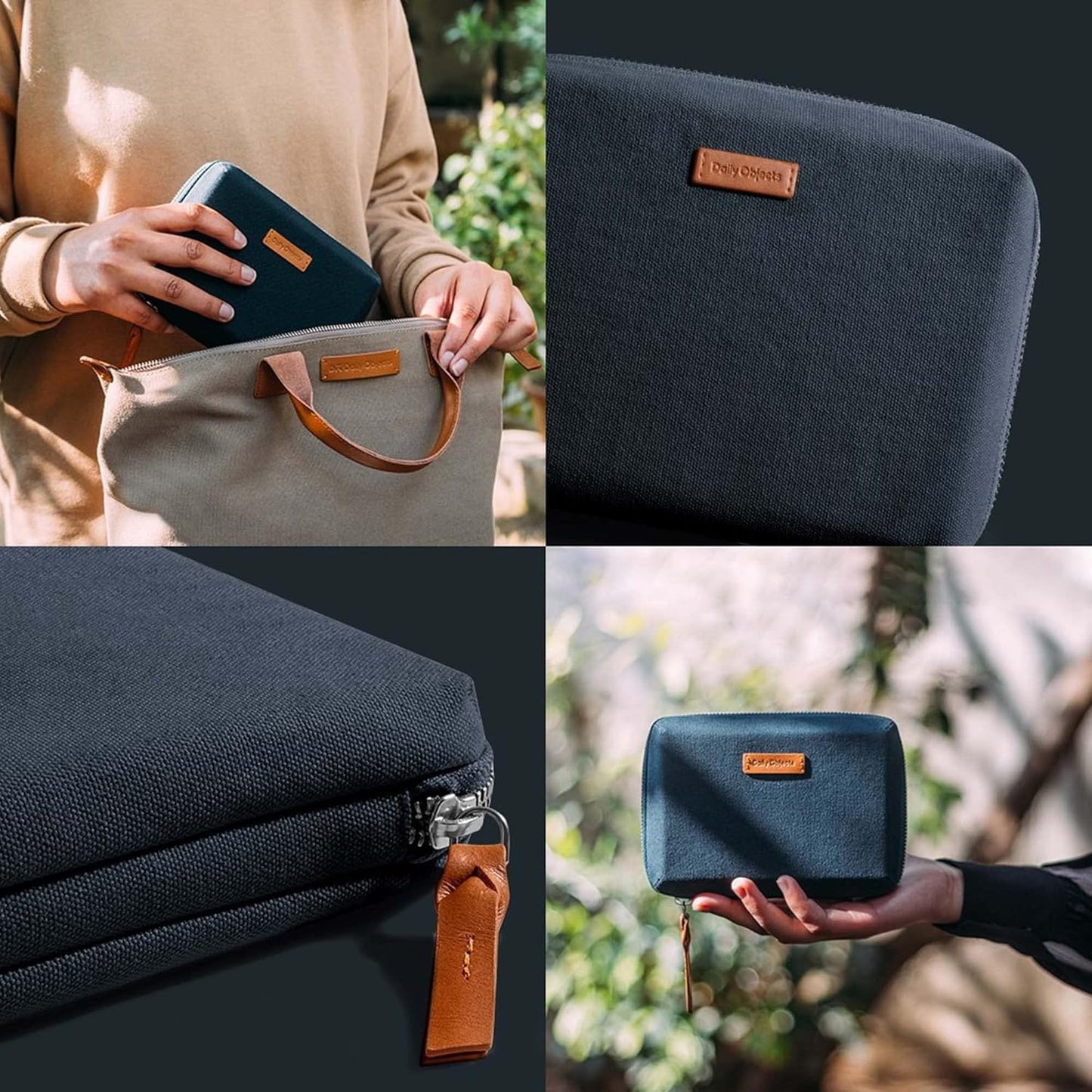 DailyObjects Travel Digital Accessories Storage Bag | Portable Gadget Organizer Case | Regular Zippered Tech Kit Organizer Pouch for Memory Cards - Blue, Canvas, 21 Centimeters